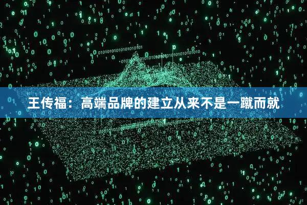 王传福：高端品牌的建立从来不是一蹴而就